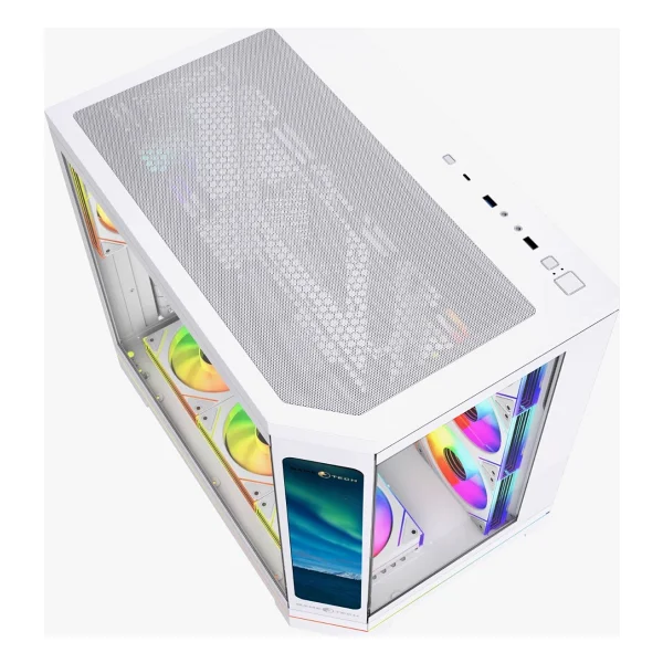 Gametech Vision V2 7x Argb Fanlı Lcd Ekranlı Oyuncu Bilgisayar Kasası ( Beyaz ) - Görsel 3