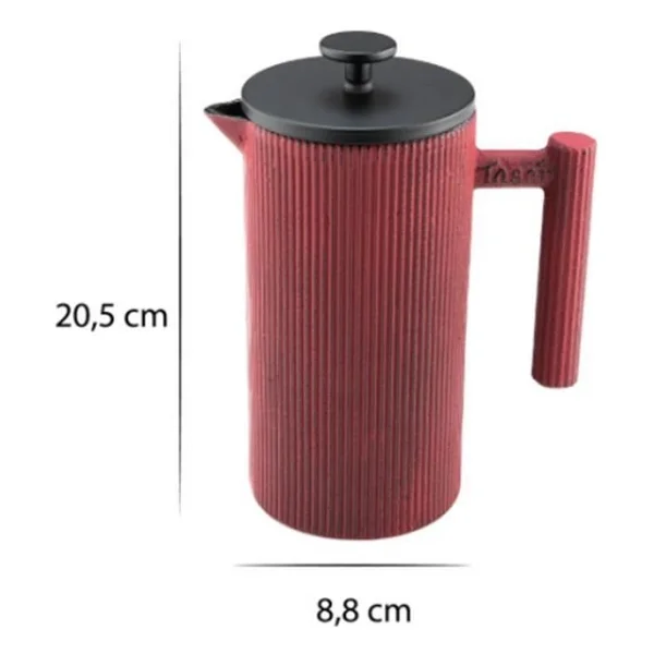 Taşev Bambum Taşev Linden Döküm French Press Kırmızı,8681734460074 - Görsel 3