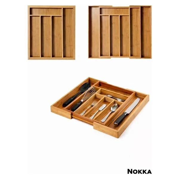 Bambu Ayarlanabilir Çekmece İçi Kaşıklık 5-7 Bölmeli, Organizer - Görsel 4