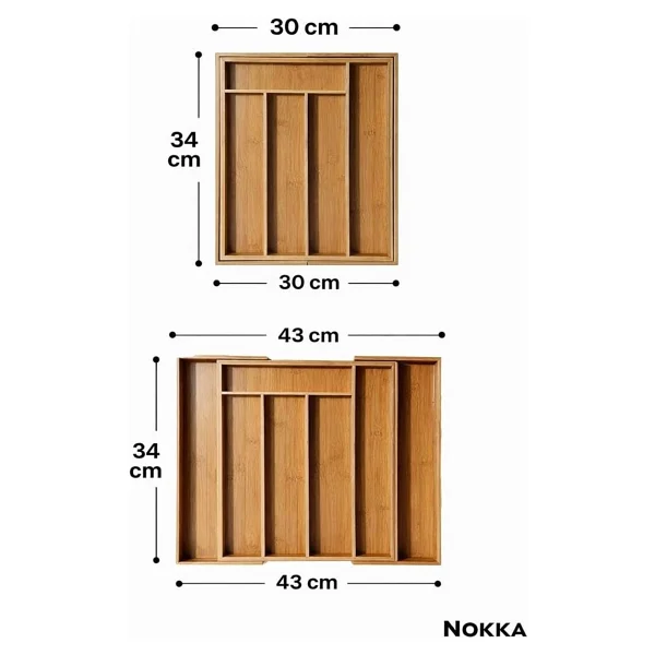 Bambu Ayarlanabilir Çekmece İçi Kaşıklık 5-7 Bölmeli, Organizer - Görsel 6