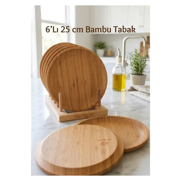 Bambum Penne 25 Cm 6'lı Yuvarlak Servis Tabağı - Görsel 4
