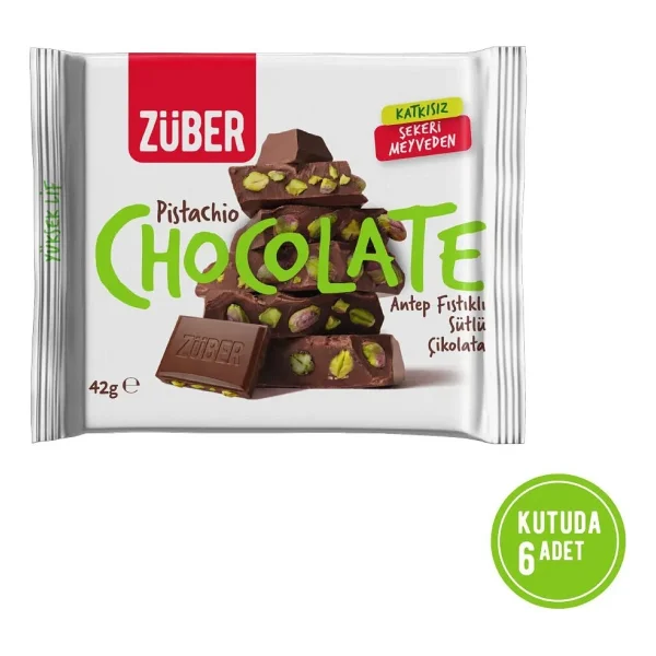 Züber Antep Fıstıklı Sütlü Çikolata 42g X 6 Adet - Görsel 8