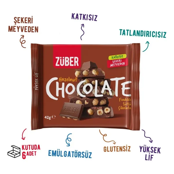 Züber Fındıklı Sütlü Çikolata 42g X 6 Adet - Görsel 2