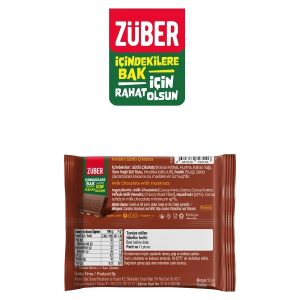 Züber Fındıklı Sütlü Çikolata 42g X 6 Adet - Görsel 5