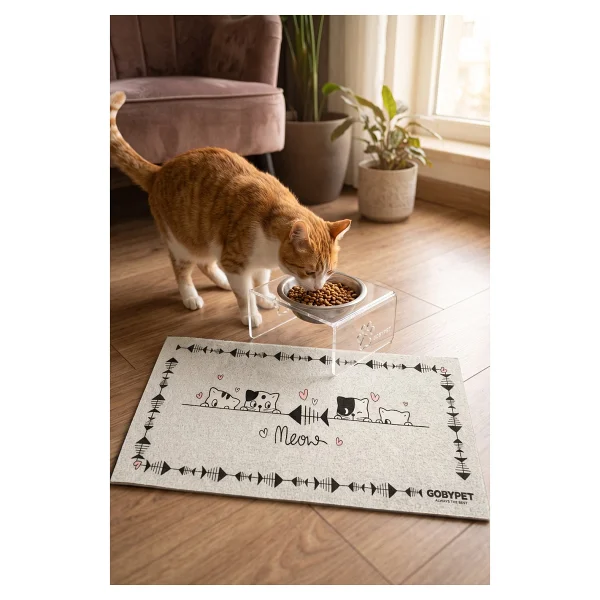 Gobypet Kedi Ve Köpek Dekoratif Tekli Seramik Pleksi Mama & Su Kabı Kedi Paspası - Görsel 8
