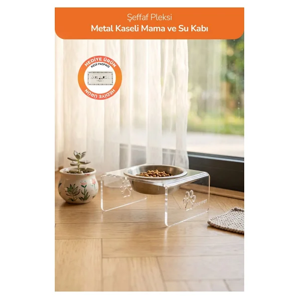 Gobypet Kedi Ve Köpek Dekoratif Tekli Seramik Pleksi Mama & Su Kabı Kedi Paspası - Görsel 5
