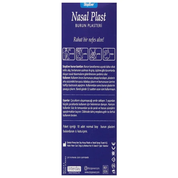 Stopever Nasal Plast, Nefes Açici Bant, Normal Boy 6 Paket (6 X 10 Adet) - Görsel 2