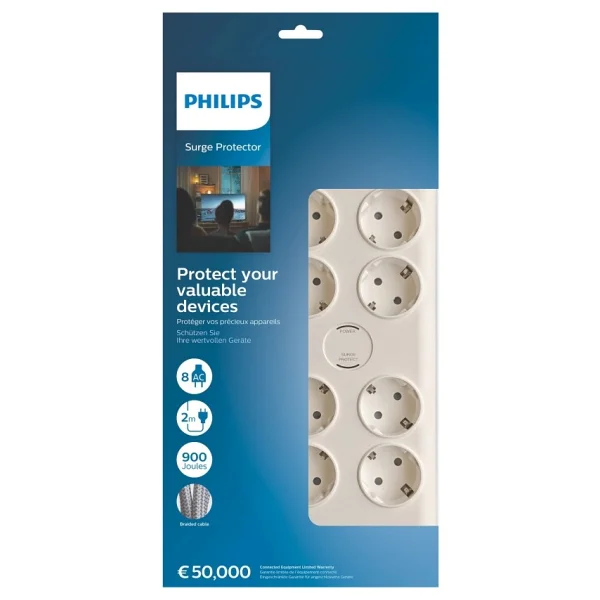 Phılıps Spn7080wa/62 8 Soket Akım Korumalı Priz 900 Joules 2mt Örgülü Kablo (Beyaz)(1923) - Görsel 3