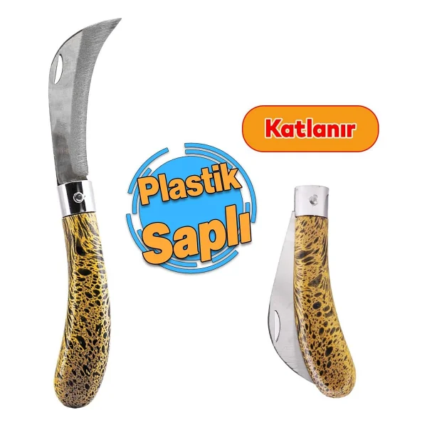 Plastik Saplı Bıçak Çakı Soğuk Aşı Macunu Profesyonel Çelik Eğri Uç Bağ Ağaç Budama Bıçağı 1 Adet - Görsel 2
