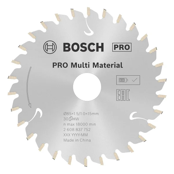 Bosch Professional Dairesel Testere Bıçağı, Standart ( 85 X 15 X 1,5 Mm, 30 Dişli, Akülü Daire Testere Aksesuarı) - Görsel 2