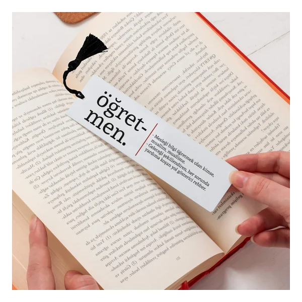 Hediyesepeti Öğretmen Kelime Anlamlı Kitap Ayracı 13.5 Cm X 4 Cm Metal Malzeme - Görsel 7