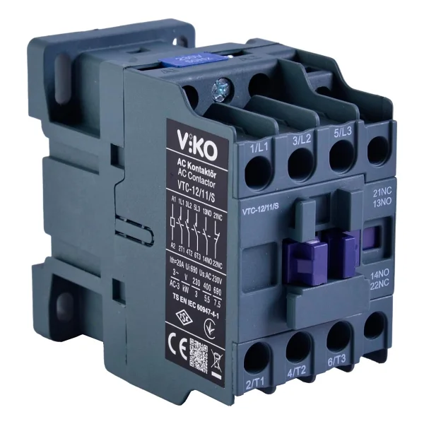 Viko VTC-12/11/S Kontaktör 12A 1no+1nc 230V Bobinli - Görsel 2