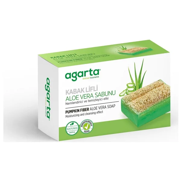 Agarta 2 Li Set Doğal Kabak Lifli El Yapımı Aloe Vera Sabunu 125 Gr - Görsel 2