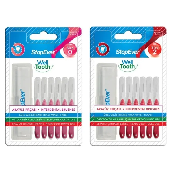 Stopever Arayüz Fırçası Pembe Size O 0.40 Mm Ve Arayüz Fırçası Kırmız Size 2 0.50 Mm - Görsel 2