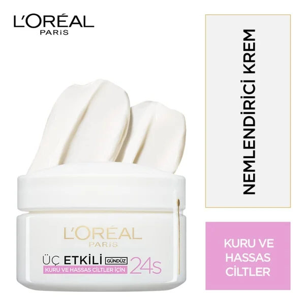 L'oreal Paris 3 Etkili Günlük Bakım Kremi Hassas Ciltler 50 Ml - Görsel 2