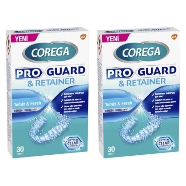 Corega Proguard & Retainer 30'lu 2 Adet Protez Temizleme Tableti Temizleyici Tablet - Görsel 2