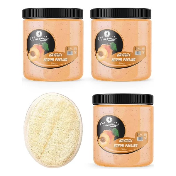 Smoothly Peeling Avantaj Seti 800gr X 3 Adet Batık Için Kayısı Peeling + Uygulama Doğal Kabak Lifi - Görsel 3