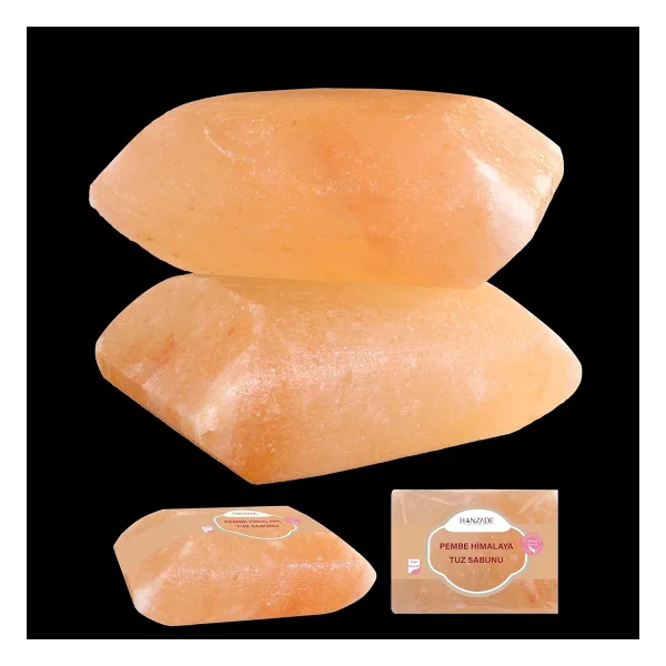 Hanzade Bitkisel Himalaya Tuz Sabunu 300-350 Gr X 2 Adet Zengin Mineralli Doğal Saf Pembe Himalaya Kaya Tuzu Sabunu Doğal Peeling - Görsel 2