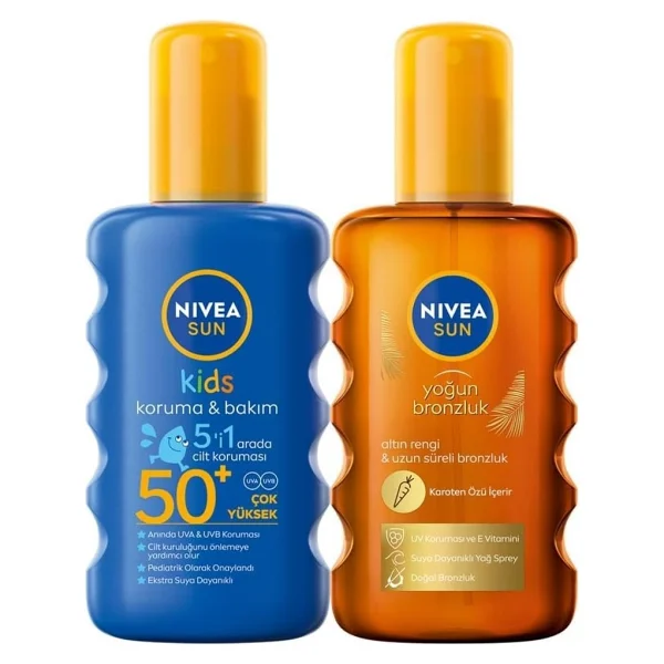 Nıvea Sun Güneş Koruyucu Aile Kişisel Bakım Seti,Spf50+ Çocuk Güneş Kremi 200 Ml,Bronzlaştırıcı Güneş Yağı - Görsel 2