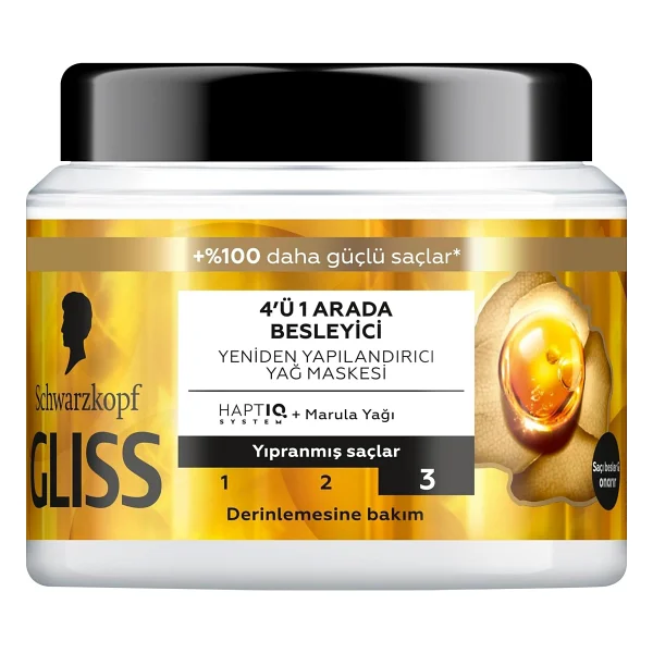 Gliss Oil Nutritive 4'ü 1 Arada Besleyici & Yeniden Yapılandırıcı Saç Maskesi 400 Ml - Görsel 4
