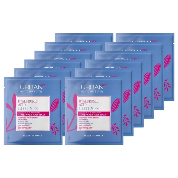 Urban Care Hyaluronik Asit&Kolajen Kuru Ve Cansız Saçlara Duş Öncesi Saç Bakım Maskesi 12'li Set - Görsel 3
