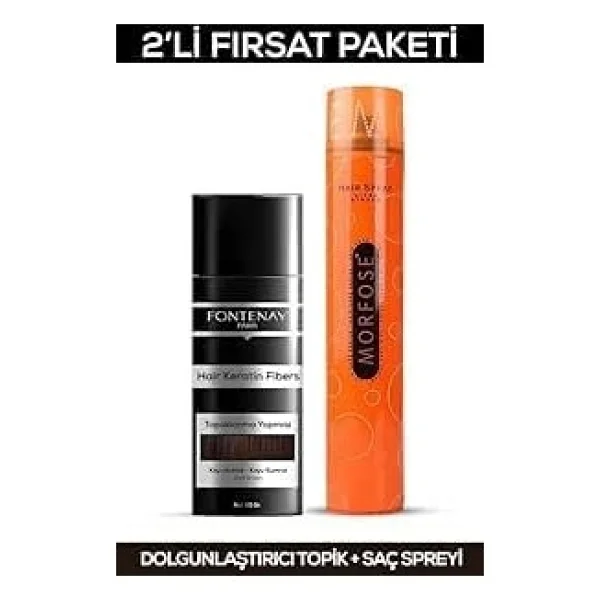 Fontenay Saç Dolgunlaştırıcı Keratin Fibers Koyu Kahve Topik Saç Tozu 50Gr + Saç Spreyi 400Ml 2Li Set 2 - Görsel 4
