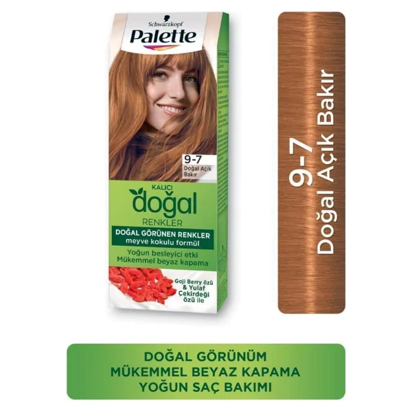 Palette Kalıcı Doğal Renkler 9.7 Doğal Açık Bakır Saç Boyası - Görsel 3