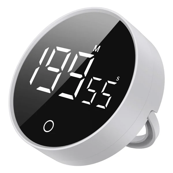 Gworke Rt-1 Mıknatıslı Rotary Zamanlayıcı 0-199 İleri Geri Sayım Kronometre, Ayaklı Stand, LED Ekran, USB-C Şarjlı, Pomodoro & Mutfak Timer (Beyaz) - Görsel 2
