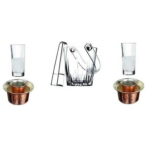 Pasabahce 6 Parça Meşrubat Rakı Bardak Bakır Ehlikeyf Buz Kovası Seti 869541202214456 - Görsel 2