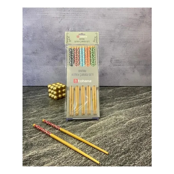Tohana Bambu 10'lu Chopstick Yemek Çubuğu Seti - Thn5537 - Görsel 2