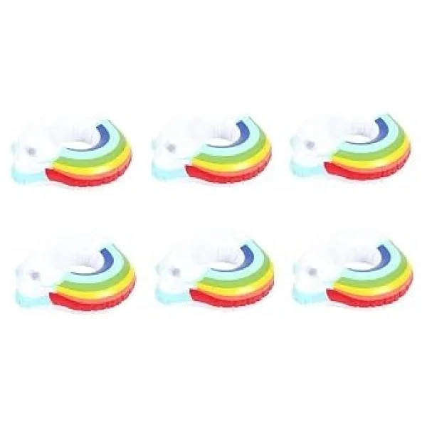 Netavantaj Gökkuşağı Desenli Şişme Havuz Deniz Bardak Tutucu Float Bar 6lı Set - Görsel 2