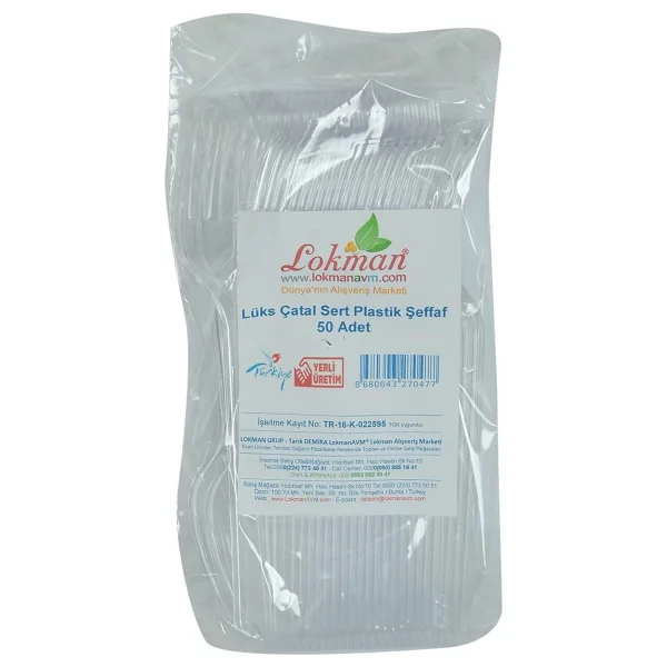 Lokmanavm Lüks Çatal Sert Plastik Şeffaf 50 Adet 1 Paket - Görsel 2
