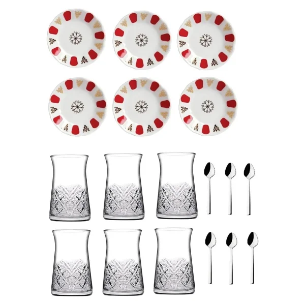 Pasabahce 18 Parça Timeless Otantik Kırmızı Acem Çay Bardağı Takımı Seti 869856385369 - Görsel 2