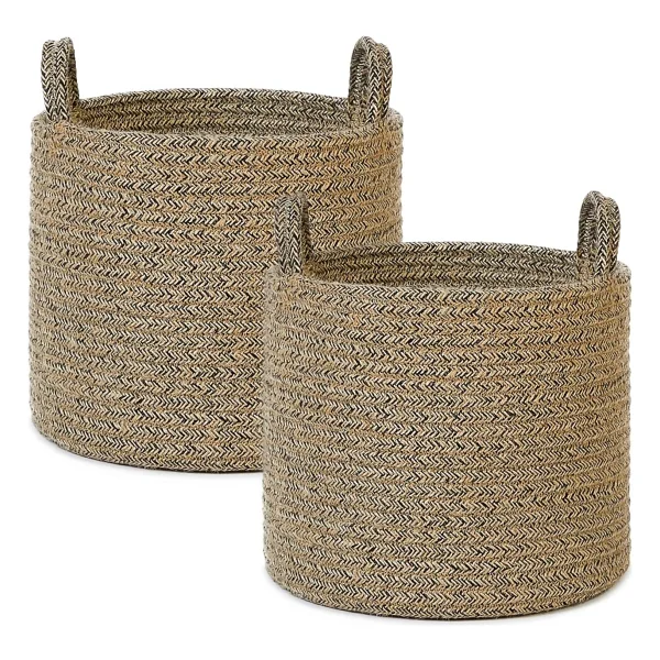 Ocean Home Textile 2'li Siyah Kırçıllı Jüt Halat Sepet Set 26 X 22 Cm - Görsel 2