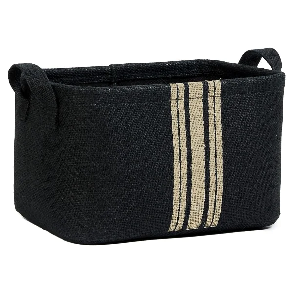 Ocean Home Textile Çizgili Siyah Renk Jüt Sepet 30 X 21 X 18 Cm - Görsel 2