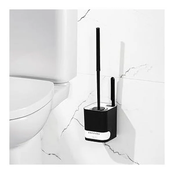 Porsima 2038 Pratik Temizlik Tuvalet Fırçalığı Banyo Tuvalet Fırçası Wc Fırçası - Siyah Beyaz - Görsel 3