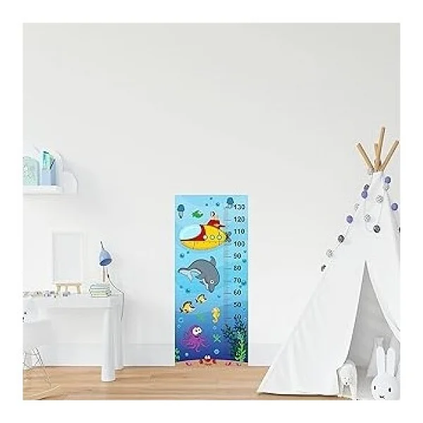 Çocuk Odası Bebek Odası Boy Ölçer Boy Cetveli Sticker Su Altı - Görsel 2