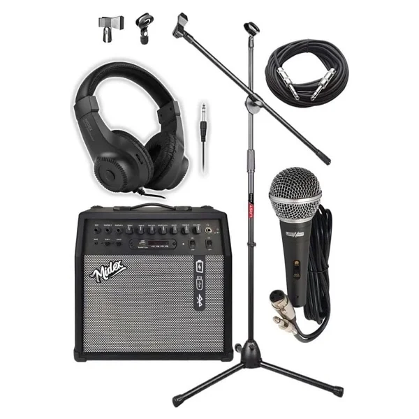 Midex Mga-50bk-Pak Elektro Gitar Amfisi 50 Watt USB Bluetooth Şarjlı 4 Girişli (Mikrofon Kulaklık Stand Kablo) - Görsel 2