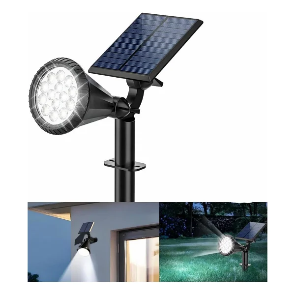Forlife BEYAZ 18 LED Spot Güneş Enerjili Bahçe Aydınlatma Lambası, Fotoselli, Spike Aplik, 18W Su Geçirmez Dış Mekan Solar Lamba, Ağaç, Veranda, Garaj, Havuz, Duvar Ve Zemin Montajına Uygundur 42 CM - Görsel 2