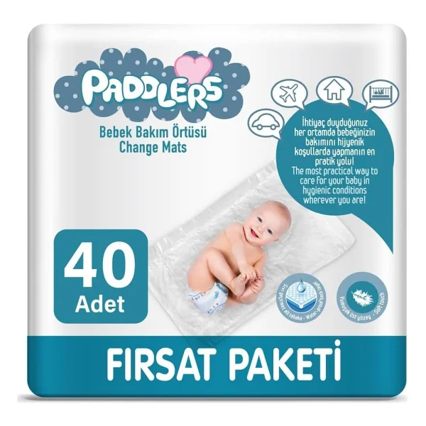 Paddlers Bebek Bakım Örtüsü 60x60 Cm 40 Adet (4x10) - Alt Açma, Yatak Koruyucu - Görsel 2