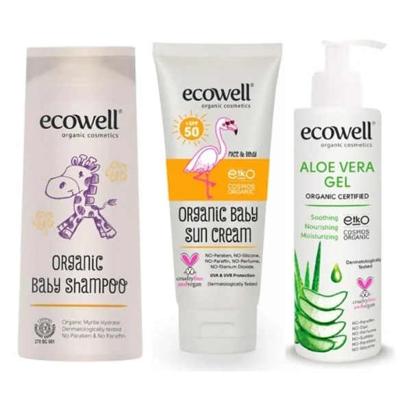 Ecowell Bebek Mini Yaz Paketi (Bebek Bakım Seti + Güneş Kremi + Aloevera Jel) - Görsel 2