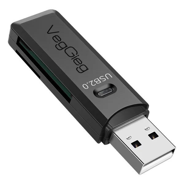 Veggieg USB 2.0 Sd Ve Micro Sd Hafıza Kart Okuyucu Siyah - Görsel 2
