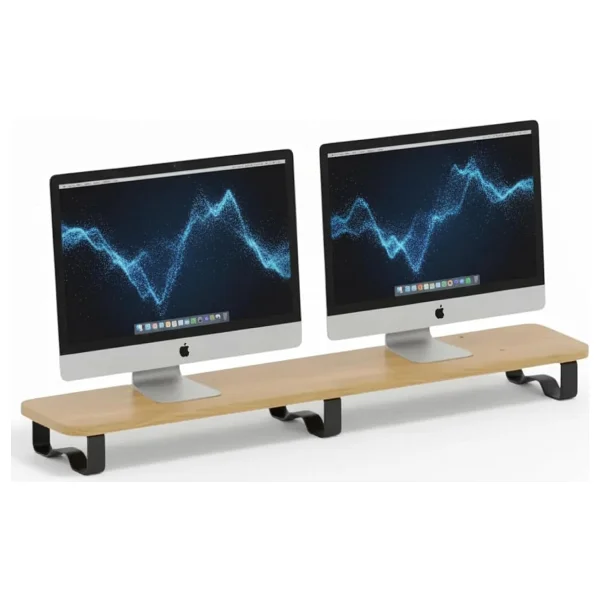 Prexua Upster Ahşap Monitör Standı - Ergonomik Monitör Yükseltici - Xlarge - Safir Meşe - Siyah Ayak - Görsel 2