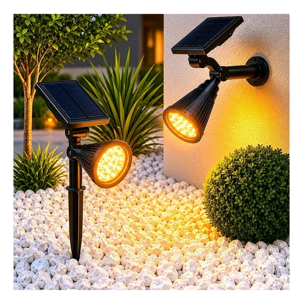 Forlife AMBER18 LED Spot Güneş Enerjili Bahçe Aydınlatma Lambası, Fotoselli, Spike Aplik, 18W Su Geçirmez Dış Mekan Solar Lamba, Ağaç, Veranda, Garaj, Havuz, Duvar Ve Zemin Montajına Uygundur 42 CM - Görsel 2