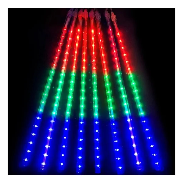 Coverzone 45 Cm 8 Adet Noel Yılbaşı Özel Gün Kutlama Işığı LED Ampül Saçak Model Balkon Merdiven Salon Yada Oda Süslemelerinde İç Ve Dış Mekan Kullanıma Uygun RGB Işık (RGB Işık 8 Adet) - Görsel 2