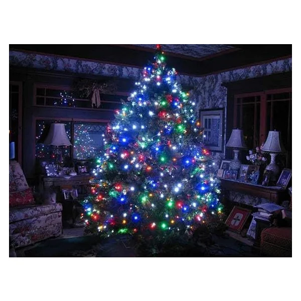 Coverzone 10 Metre Fişli RGB LED Işık Noel Yılbaşı Ağacı Işığı LED Ampül Çam Ağacı Balkon Merdiven Salon Yada Oda Süslemelerinde Kullanıma Uygun 220v Prizden Enerjisini Alır - Görsel 2