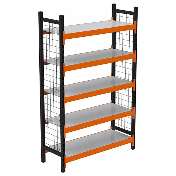 Rafburada 5 Katlı Dekoratif Midi Rack - Ekonomik Depo,Arşiv, Kiler Rafı Sıyah-Turuncu-46x150 Cm-150 Cm - Çok Renkli - Görsel 2