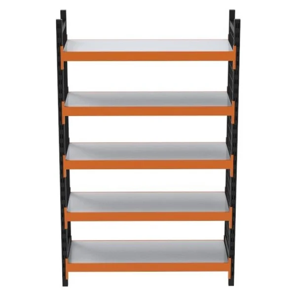 Rafburada 5 Katlı Dekoratif Midi Rack - Ekonomik Depo,Arşiv, Kiler Rafı Sıyah-Turuncu-46x150 Cm-150 Cm - Çok Renkli - Görsel 3