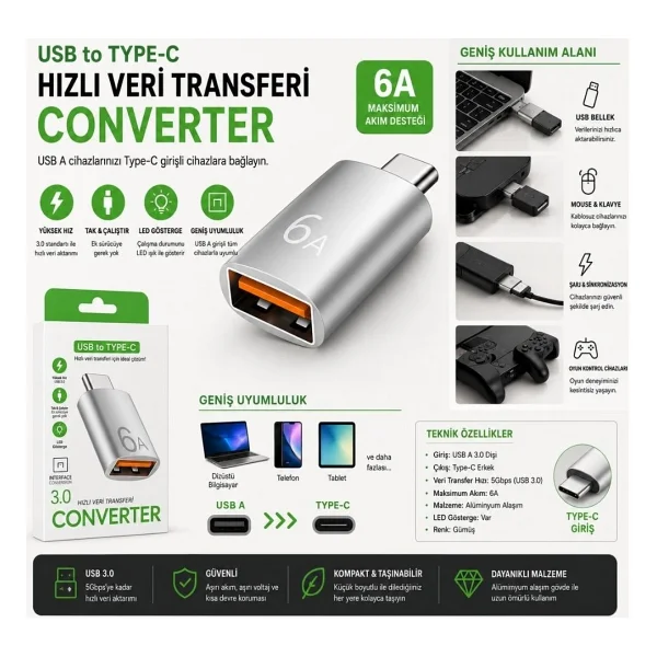 SChitec J624 Type-C to USB Dönüştürücü - Görsel 9