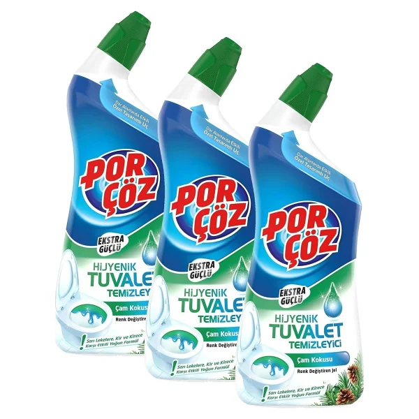 Porçöz Tuvalet Temizleyici Jel Ekstra Güçlü Çam Kokulu 750 Ml (3 Paketi) - Görsel 2